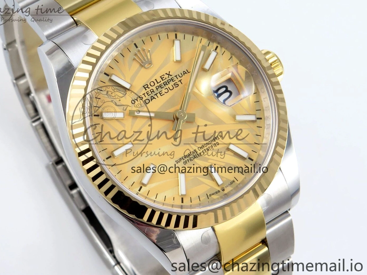126233 Edition YG Dial 36 A3235 Bracelet on YG Best Leaf SS Stick Oyster DateJust EWEF 0505